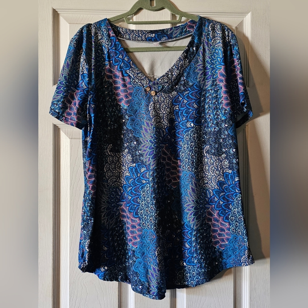 Peacock Feather Patterned Women's Top